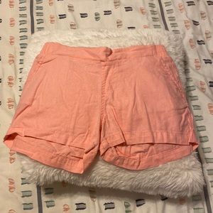 Bright coral/salmon linen shorts